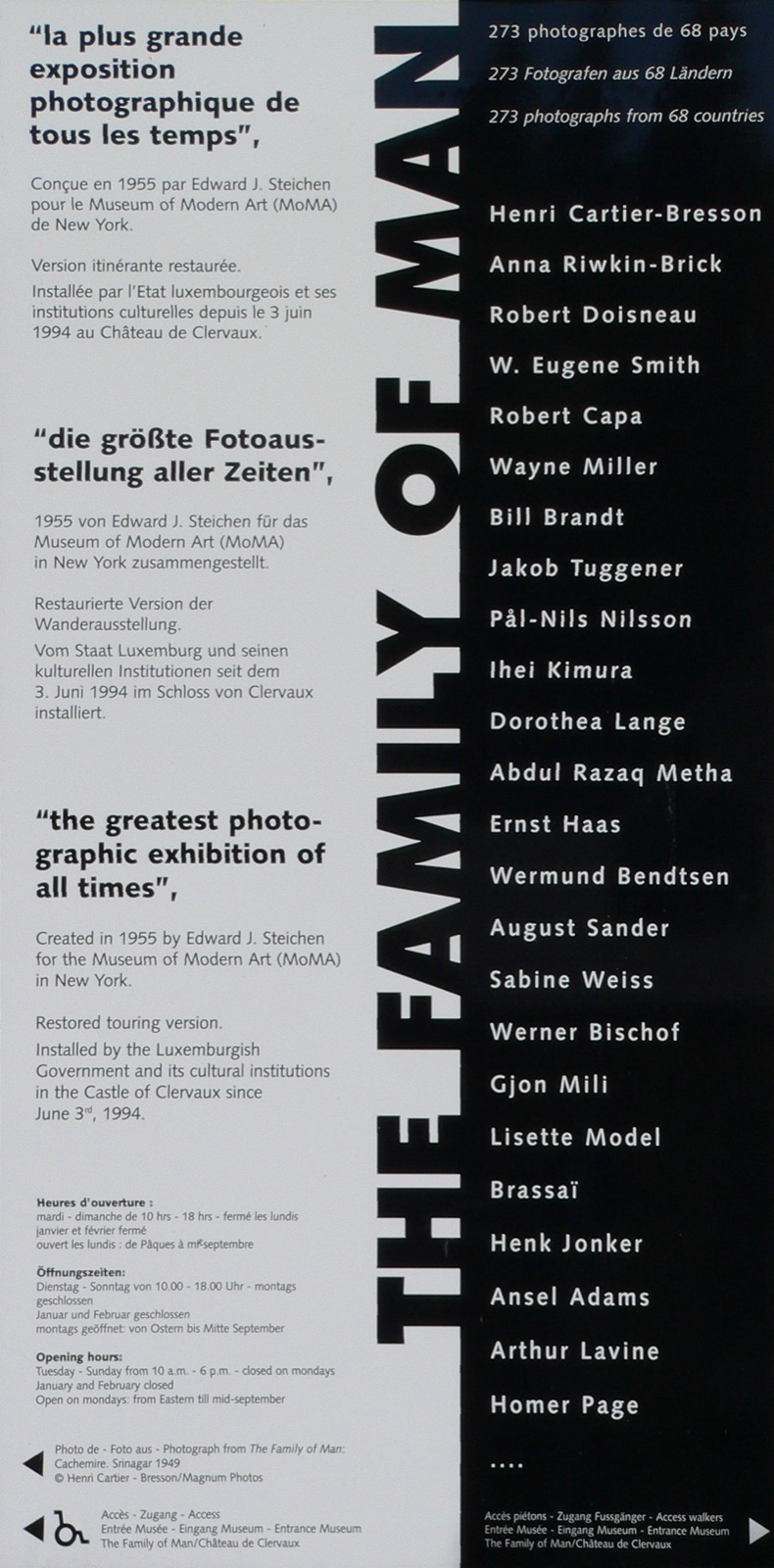 Exterior signage of the Family of Man exhibition at Clervaux